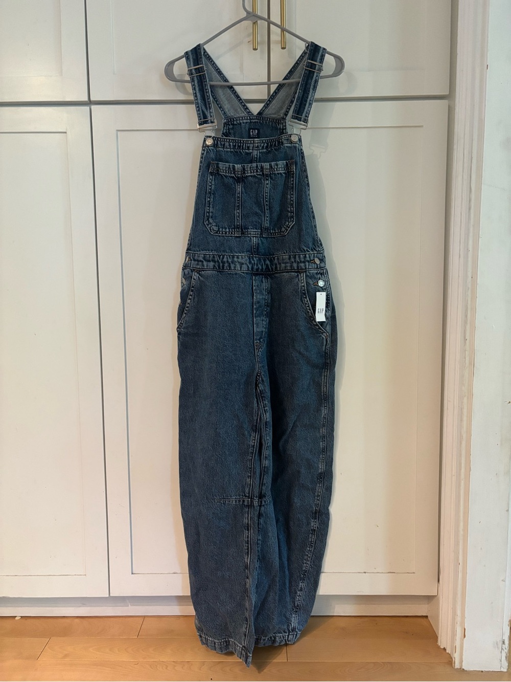 NWT GAP Barrel Leg Denim Overalls Dark Blue - Womens S
